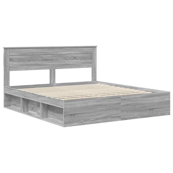 vidaXL Estructura de cama con cabecera Gris Sonoma 180 x 200 cm