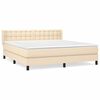 vidaXL Cama box spring con colch&oacute;n tela color crema 180x200 cm