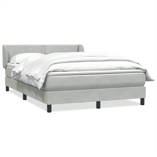 vidaXL Cama box spring con colch&oacute;n terciopelo gris claro 160x210 cm
