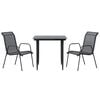 vidaXL Juego de comedor para jard&iacute;n 3 piezas acero y textilene negro