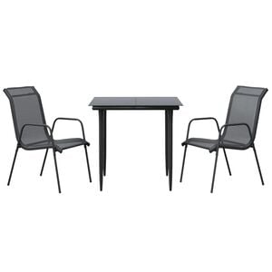 vidaXL Juego de comedor para jard&iacute;n 3 piezas acero y textilene negro
