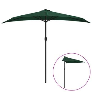 vidaXL Sombrilla de balc&oacute;n semicircular palo aluminio verde 270x144cm