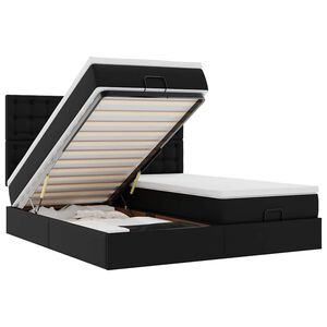 vidaXL Estructura de cama otomana con colchones cuero sint&eacute;tico negro
