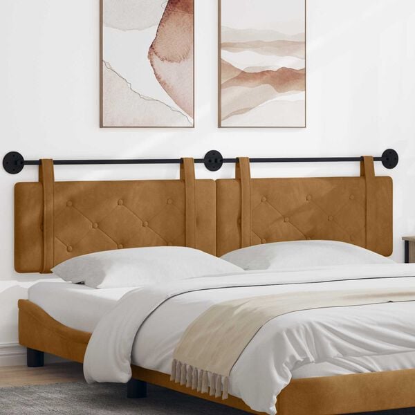 vidaXL Cabecera Colgante Marr&oacute;n 210 x 55 x 5 cm Terciopelo