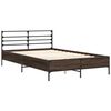 vidaXL Estructura cama madera ingenier&iacute;a metal marr&oacute;n roble 135x190 cm