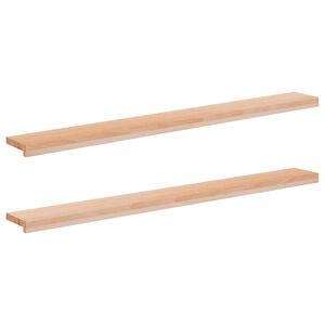 vidaXL Alfeizares 2 uds. Natural 140 x 15 x 2 cm Madera de Haya S&oacute;lida