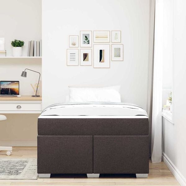 vidaXL Estructura de cama con colch&oacute;n Marr&oacute;n Oscuro 120 x 190 cm tela