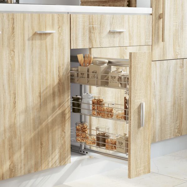 vidaXL Cesta de cocina extra&iacute;ble 3 niveles plateada 47x15,5x55,5 cm