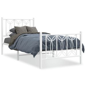 vidaXL Estructura cama sin colch&oacute;n con estribo metal blanco 90x190 cm