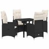 vidaXL Conjunto de Comedor de Jard&iacute;n 5 uds. Negro rat&aacute;n sint&eacute;tico