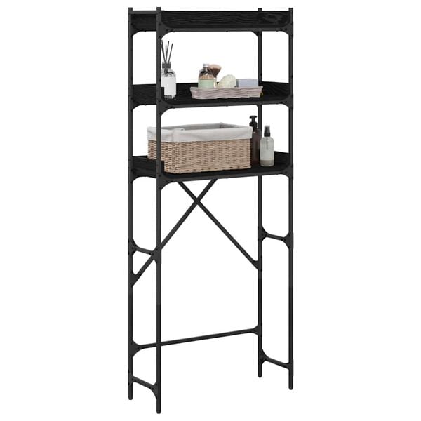 vidaXL Estante para lavadora con estante Roble Negro 67 x 25 x 163 cm