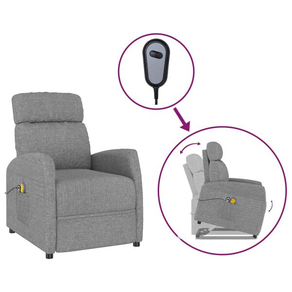 vidaXL Sill&oacute;n de masaje elevable tela gris claro
