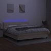 vidaXL Cama box spring colch&oacute;n y luces LED tela crema 160x200 cm