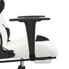 vidaXL Silla gaming con reposapiés cuero sintético blanco negro