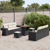 vidaXL Conjunto de sof&aacute; de jard&iacute;n 9 pcs Negro Polirat&aacute;n
