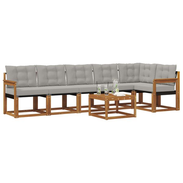 vidaXL Conjunto de sof&aacute;s de exterior 7 pcs Gris Natural y Claro