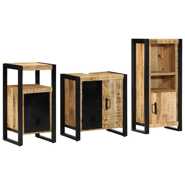 vidaXL Juego de muebles de ba&ntilde;o con caj&oacute;n 3 pcs Madera de mango maciza