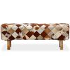 vidaXL Banco con estampado de rombos cuero de vacuno auténtico