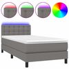 vidaXL Cama box spring colch&oacute;n y luces LED tela gris oscuro 80x200 cm