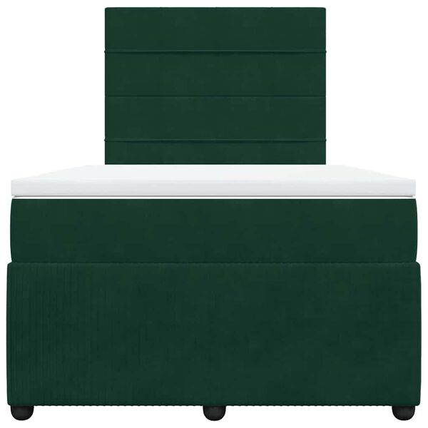 vidaXL Cama box spring con colch&oacute;n terciopelo verde oscuro 120x190 cm