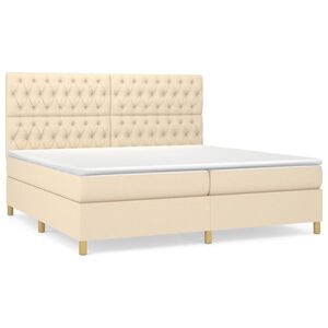 vidaXL Cama box spring con colch&oacute;n tela color crema 200x200 cm