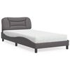 vidaXL Cama con colch&oacute;n Hvar cuero sint&eacute;tico gris 100x200 cm
