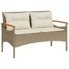 vidaXL Banco de jard&iacute;n y cojines rat&aacute;n sint&eacute;tico beige 116x62,5x74 cm