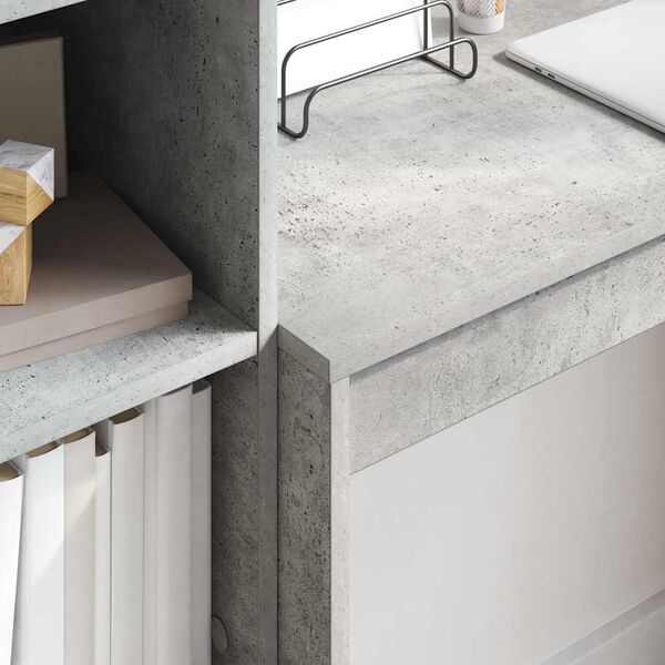 vidaXL Escritorio con caj&oacute;n 2 pcs Gris Concreto