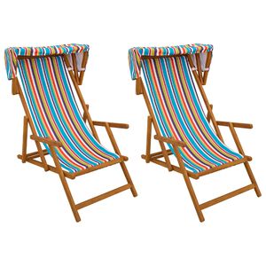 vidaXL Silla de terraza 2 pcs 3 Posici&oacute;n Madera de Eucalipto Maciza