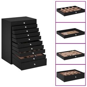 vidaXL Joyero de 10 niveles con compartimentos para relojes, negro, 29 x 20,5 x 40,5 cm