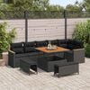 vidaXL Conjunto de sof&aacute; de jard&iacute;n con coj&iacute;n 9 pcs Negro Polirat&aacute;n