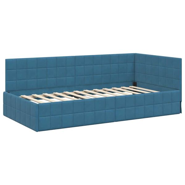 vidaXL Estructura de cama en esquina Azul 90 cm x 190 cm Terciopelo