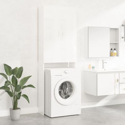 vidaXL Armario para lavadora blanco brillo 64x25,5x190 cm
