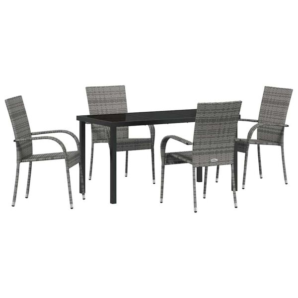 vidaXL Conjunto de Comedor de Jard&iacute;n 5 pcs Gris