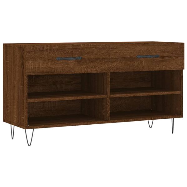 vidaXL Banco zapatero madera de ingenier&iacute;a marr&oacute;n roble 102x35x55 cm