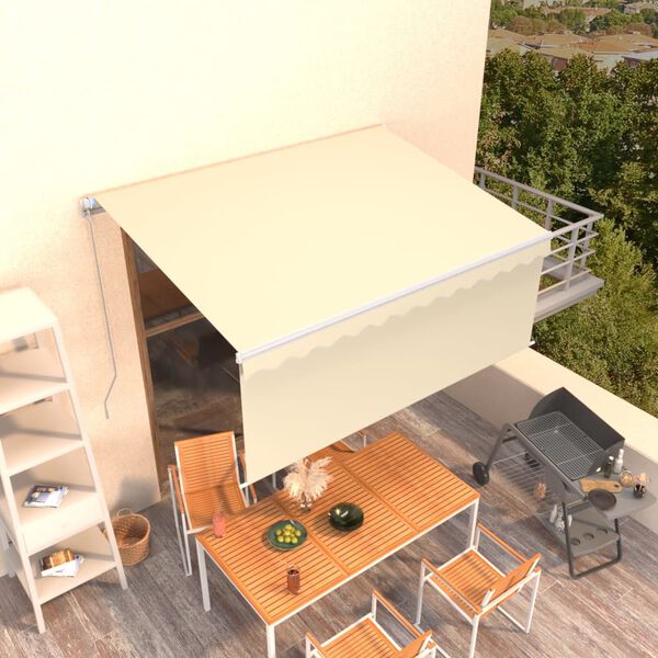 vidaXL Toldo retráctil manual con persiana color crema 3x2,5 m