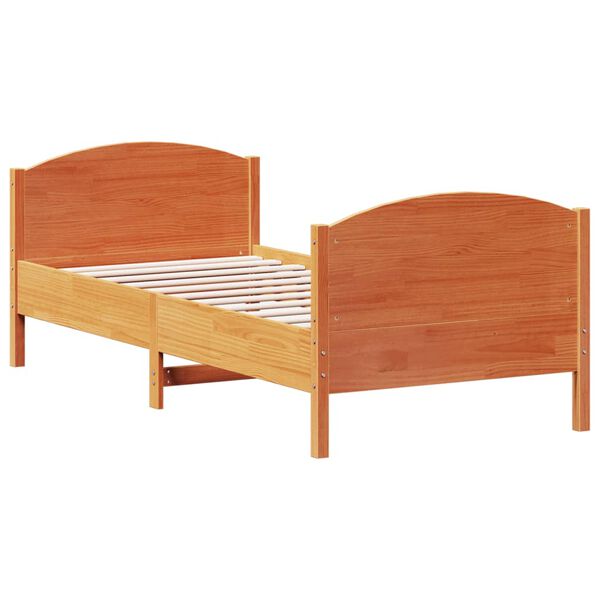 vidaXL Estructura de cama sin colch&oacute;n madera maciza marr&oacute;n 90x190 cm