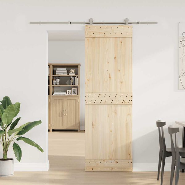vidaXL Kit de herrajes para puerta corredera 183 cm acero plateado