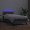 vidaXL Cama box spring y colchón LED cuero sintético gris 80x200 cm
