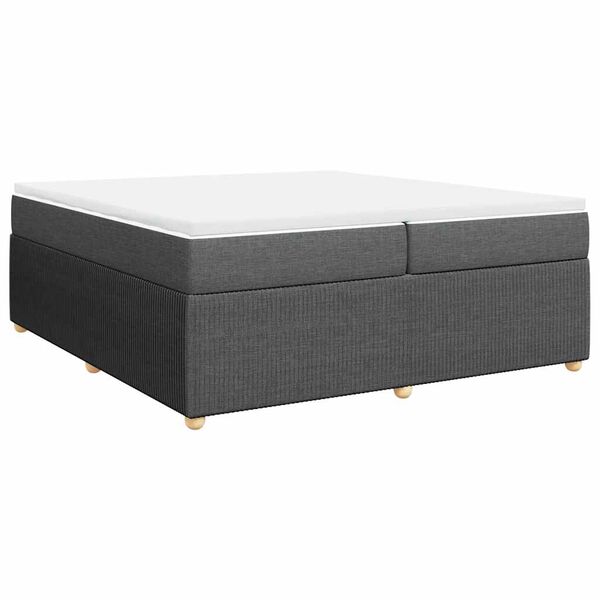 vidaXL Cama box spring con colch&oacute;n tela gris oscuro 200x200 cm