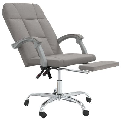 vidaXL Silla de oficina reclinable de tela gris taupé