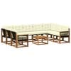 vidaXL Conjunto de sof&aacute;s de exterior con coj&iacute;n 10 pcs Natural y Crema