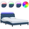 vidaXL Estructura de cama con LED sin colch&oacute;n tela azul 140x190 cm
