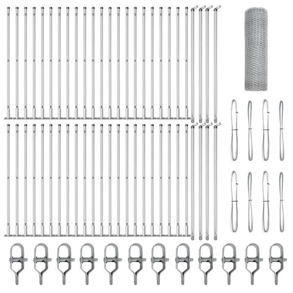 vidaXL Poste de Valla Plateado 100 x 1 m (malla de 25 mm) Acero