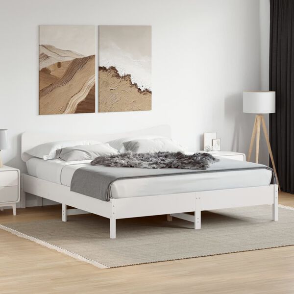 vidaXL Cama sin colch&oacute;n madera maciza de pino blanca 180x200 cm