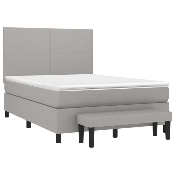 vidaXL Cama box spring con colch&oacute;n tela gris claro 140x190 cm