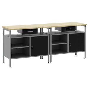 vidaXL Conjunto de banco de trabajo con caj&oacute;n 2 pcs Negro y Gris