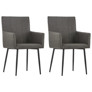 vidaXL Sillas de comedor con reposabrazos 2 uds tela gris topo