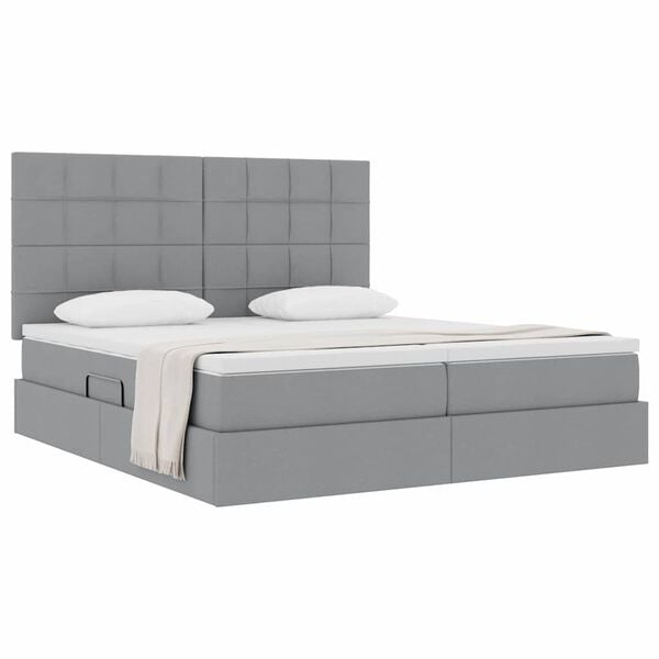 vidaXL Cama con almacenamiento Gris Claro 180 x 200 cm Cuero sint&eacute;tico