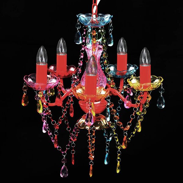 vidaXL Luz de Cristal 5 Bombillas Multicolor